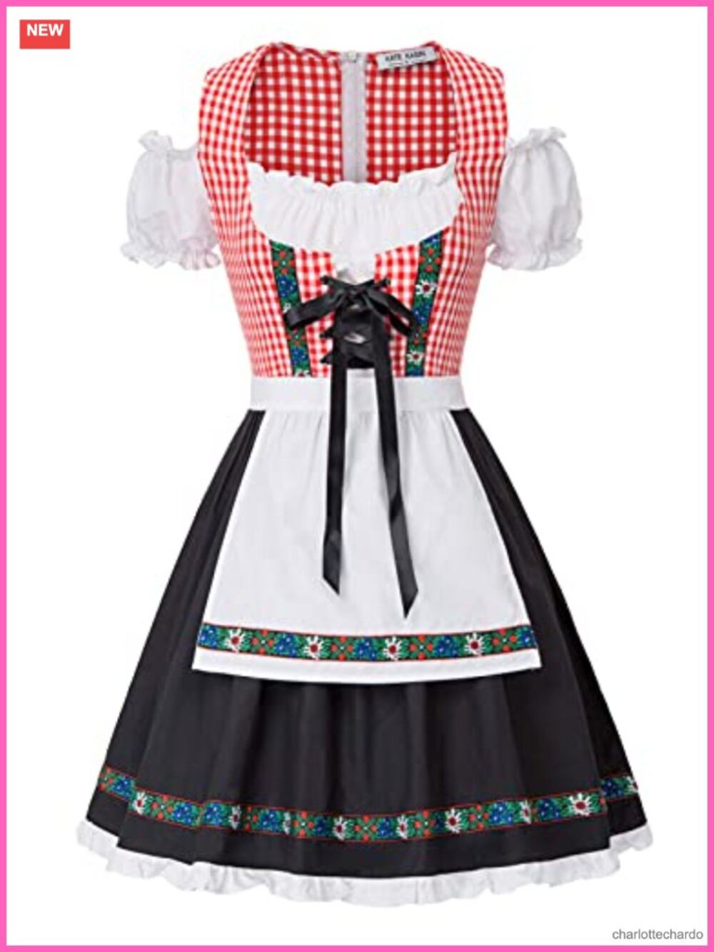 Dirndl Dress Oktoberfest Bavarian Costume with Apron Two Piece
